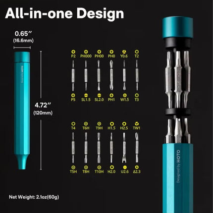 24-in-1 Precision Screwdriver Pen Set – Green, Magnetic Tool Kit with S2 Steel Bits, Aluminum Alloy Body for Electronics, Glasses, Watches, Laptops, DIY & Gadgets – QWLSD004