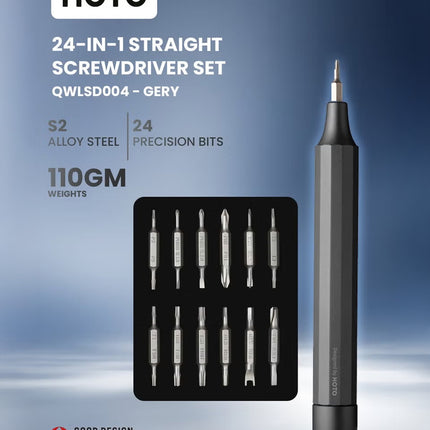 24-in-1 Precision Screwdriver Pen Set – Gray, Magnetic Repair Tool Kit with S2 Steel Bits, Aluminum Alloy Body for Electronics, Glasses, Watches, Laptops, DIY & Gadgets – QWLSD004