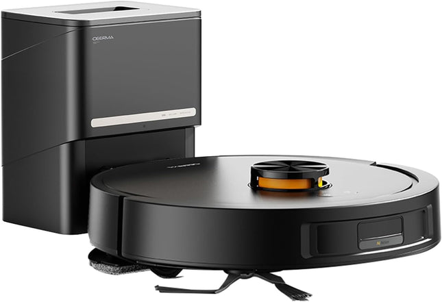 Auto Empty Smart Robot Vacuum Cleaner with 13000 Pa Suction, Anti-Tangle Brush, with App Control and 25mm Climbing Capabilityfor Hard Floor/Carpets/Pet Hair 40 W DEM-S30 BLACK