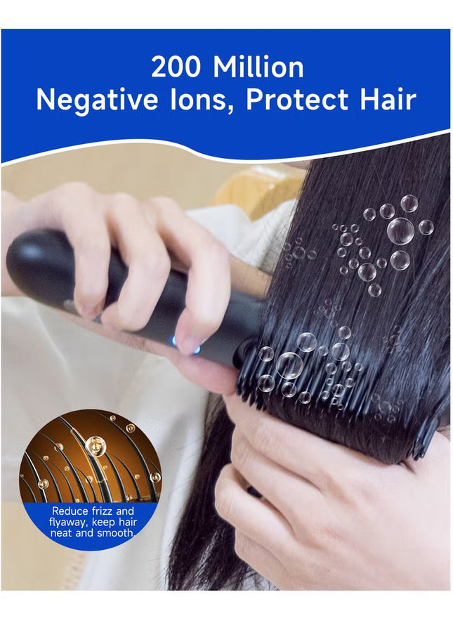Cordless Hair Straightener Comb Detachable for Easy Clean, 200M Ions, 6 Speed Smart Temp, Dual Charging, Ideal for On - the - Go Styling - Black