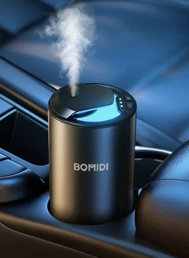 Waterless Nebulizing Aromatherapy Diffuser – Portable Fluid Fine‑Mist Essential Oil Diffuser for Car| USB 5V & Type‑C Rechargeable, 2 000 mAh Battery, Low‑Noise (< 41 dB) Air Mist Machine with 15 mL Cote d’Azur Oil Included, AD03-Black