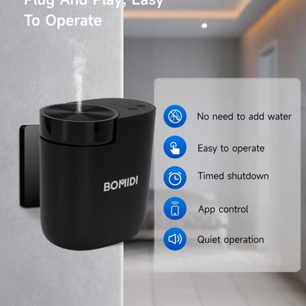 Waterless Aromatherapy Diffuser Nebulizer – 60 mL Essential Oil Diffuser for Home, Office, Spa, Yoga, Bedroom | USB & Bluetooth App Control | Venturi Air Pump, 3‑Speed Mist Modes, Ultra‑Quiet (< 41 dB), AD01-Black