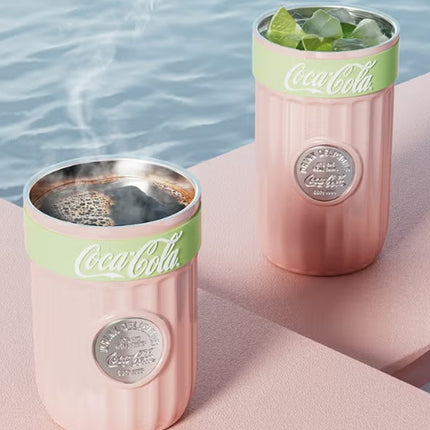 Coca-Cola Sakura Vacuum Coffee Cup 400ml | GERM | Stainless Steel Insulated Tumbler | Official Coke Design | Hot & Cold | BPA-Free | Leakproof Travel Mug