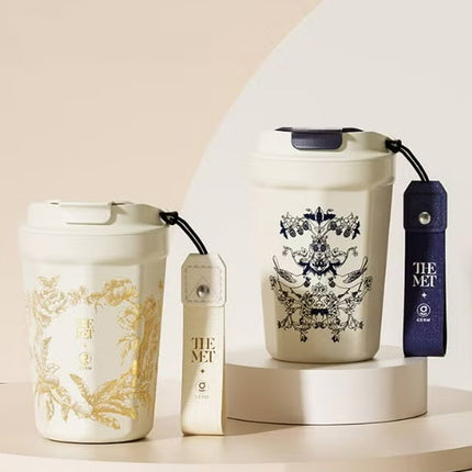 Oriental Blue Octagon Vacuum Tumbler 390ml | GERM × THE MET Regal Bloom Stainless Steel Insulated Mug | BPA-Free, Leak-Proof Art Series Thermos Cup | Hot & Cold Travel Flask | Elegant Museum-Inspired Design