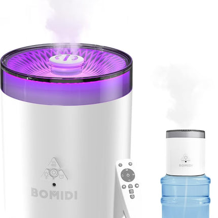BOMIDI Ultrasonic Humidifier with Aromatherapy & UV Disinfection – 3-Speed Adjustment, 7-Color Light, Remote & Mechanical Control, Auto Shut-Off, Top Fill, Desktop & Bucket Mode - BMD - UH06