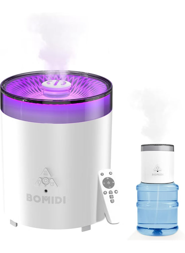 BOMIDI Ultrasonic Humidifier with Aromatherapy & UV Disinfection – 3-Speed Adjustment, 7-Color Light, Remote & Mechanical Control, Auto Shut-Off, Top Fill, Desktop & Bucket Mode - BMD - UH06
