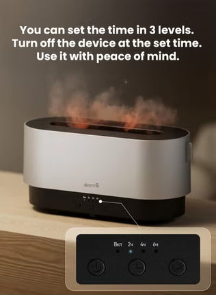 3-in-1 Aroma Air Diffuser 300ml Ultrasonic Humidifier with Essential Oil Function, Flame Effect LED Light, Adjustable Timer, Quiet Mist for Bedroom, Office, Home