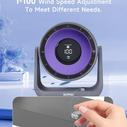 Portable Desk Fan with Smart LED Display, 100 Speed Levels Table Fan with 4000mAh Battery, Adjustable Angle, Quiet Operation For Bedroom Home Office Desktop Travel