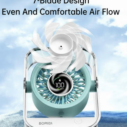 Portable 7-Blade Desktop Fan with LED Digital Display, 3000mAh Rechargeable Battery, Quiet Brushless Motor, Adjustable Angle, Type-C USB Charging – Mini Table Fan for Home, Office, Travel & Outdoor Use