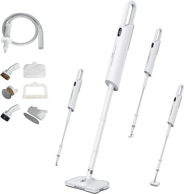 1200W High-Power Steam Mop for Multi-Surface Floors (Wood/Tile/Carpet) with Adjustable Steam, 18s Fast Heating, 380mL Visual Tank & Aromatherapy Function