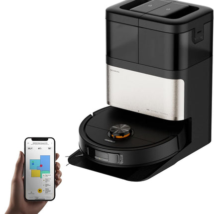 Self- CleaningRobot Vacuum Cleaner with 13000 Pa Suction, Dual Anti-Tangle Brush, and 75℃ Hot Air Drying X70- Black 45 W DEM-X70 black