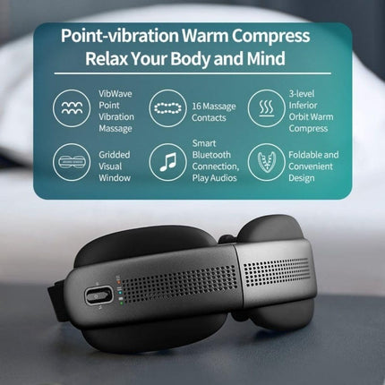 Philips PPM2522 Eye Mask Massager – 16 Silicone Contacts, 3 Heat Levels, 5 Modes, VibWave Vibration, Bluetooth Music, Foldable & Visual Design