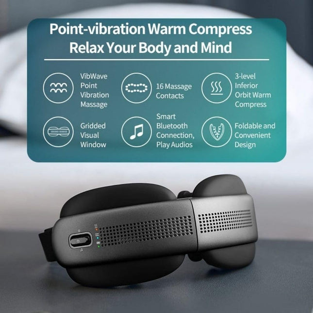 Philips PPM2522 Eye Mask Massager – 16 Silicone Contacts, 3 Heat Levels, 5 Modes, VibWave Vibration, Bluetooth Music, Foldable & Visual Design