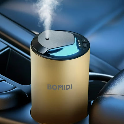 Waterless Nebulizing Aromatherapy Diffuser – Portable Fluid Fine‑Mist Essential Oil Diffuser for Car Type‑C Rechargeable, 2 000 mAh Battery, Low‑Noise (< 41 dB) Air Mist Machine with 15 mL Cote d’Azur Oil Included, AD03-Gold