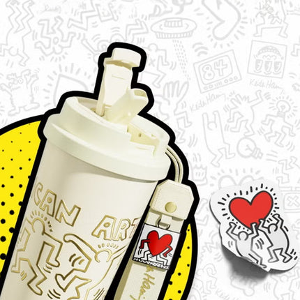 Keith Haring Coffee Tumbler – Red 390ml | GERM | Stainless Steel Insulated Mug | Official Licensed Art Series | Keeps Hot & Cold