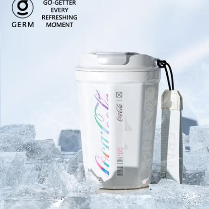 Coca-Cola Red Octagon Vacuum Tumbler 300ml | GERM | Stainless Steel Insulated Coffee Cup | Compact Hot & Cold Flask | BPA-Free | Official Licensed Design