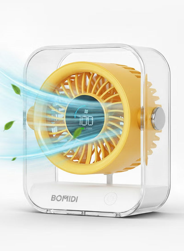 Portable 7-Blade Desktop Fan with LED Digital Display, 3000mAh Rechargeable Battery, Quiet Brushless Motor, Adjustable Angle, Type-C USB Charging – Mini Table Fan for Home, Office, Travel & Outdoor Use