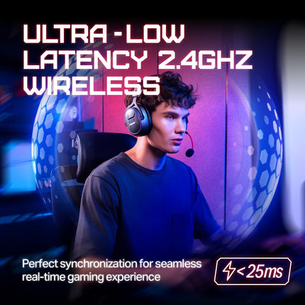 OXS Wireless Gaming Headset, Gaming Headphones with 7.1 Surround Sound & 70Hrs+, 2.4GHz/Wireless/Bluetooth, Over-ear Headphones with USB Type-C and RGB for PC, PS4, PS5, Switch, Laptop, Phone (Black)