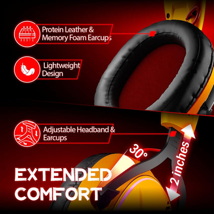 OXS Wireless Gaming Headset, Gaming Headphones with 7.1 Surround Sound & 70Hrs+, 2.4GHz/Wireless/Bluetooth, Over-ear Headphones with USB Type-C and RGB for PC, PS4, PS5, Switch, Laptop, Phone (Orange)