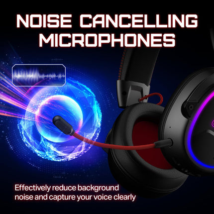 OXS Wireless Gaming Headset, Gaming Headphones with 7.1 Surround Sound & 70Hrs+, 2.4GHz/Wireless/Bluetooth, Over-ear Headphones with USB Type-C and RGB for PC, PS4, PS5, Switch, Laptop, Phone (Black)
