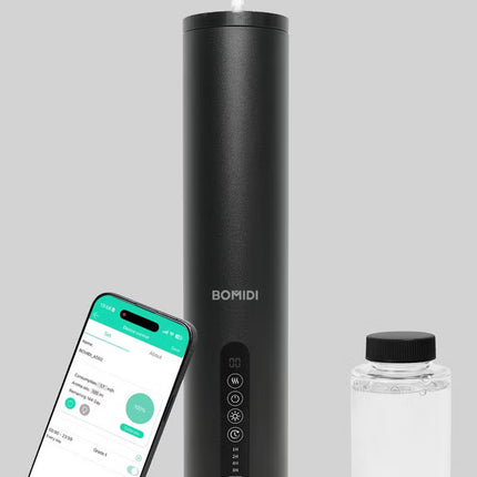 BOMIDI Waterless Aromatherapy Diffuser with 120ML Sandalwood Essential Oil – Smart Bluetooth & Touch Screen Scent Machine for Home, Office & Commercial Use (Venturi Tech, 100m² Coverage), BOMIDI AD02 Black