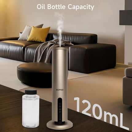 BOMIDI Waterless Aromatherapy Diffuser with 120ML Sandalwood Essential Oil – Smart Bluetooth & Touch Screen Scent Machine for Home, Office & Commercial Use (Venturi Tech, 100m² Coverage), BOMIDI AD02 Gold