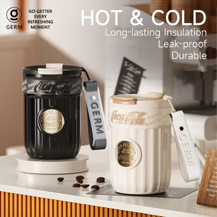Coca-Cola Sakura Vacuum Coffee Cup 400ml | GERM | Stainless Steel Insulated Tumbler | Official Coke Design | Hot & Cold | BPA-Free | Leakproof Travel Mug