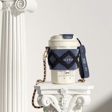 Oriental Blue Octagon Vacuum Tumbler 390ml | GERM × THE MET Regal Bloom Stainless Steel Insulated Mug | BPA-Free, Leak-Proof Art Series Thermos Cup | Hot & Cold Travel Flask | Elegant Museum-Inspired Design