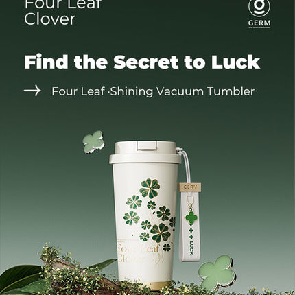 Happy Green Coffee Tumbler 500ml | GERM Clover Shining Series Stainless Steel Vacuum Flask with Straw Lid | BPA-Free Leak-Proof Insulated Travel Cup | Hot & Cold Reusable Mug for Office, School & Daily Use