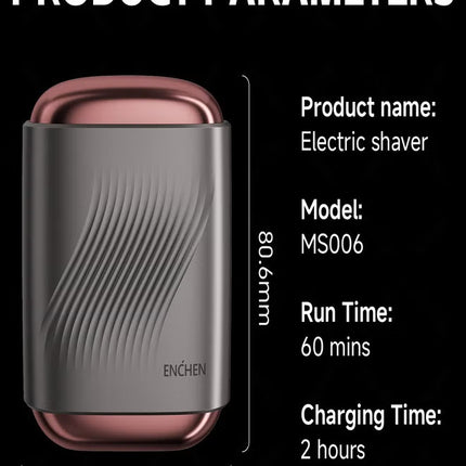 MS006 Mini Compact Foil Shaver 3D Floating Triple-Blade System 6800 RPM/min Type-C Rechargeable Pocket-Size Shaver-Gun Gray