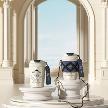 Oriental Blue Octagon Vacuum Tumbler 390ml | GERM × THE MET Regal Bloom Stainless Steel Insulated Mug | BPA-Free, Leak-Proof Art Series Thermos Cup | Hot & Cold Travel Flask | Elegant Museum-Inspired Design