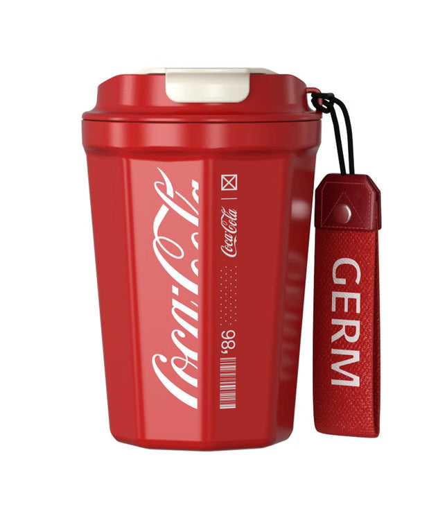 Coca-Cola Red Octagon Vacuum Tumbler 300ml | GERM | Stainless Steel Insulated Coffee Cup | Compact Hot & Cold Flask | BPA-Free | Official Licensed Design