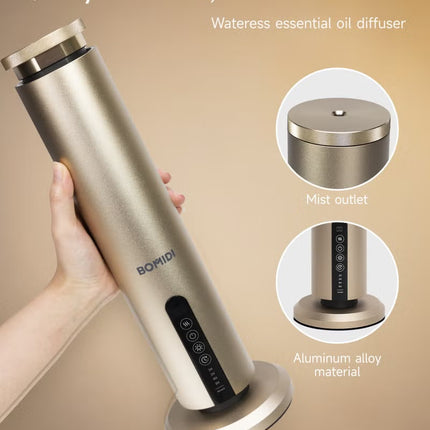 BOMIDI Waterless Aromatherapy Diffuser with 120ML Sandalwood Essential Oil – Smart Bluetooth & Touch Screen Scent Machine for Home, Office & Commercial Use (Venturi Tech, 100m² Coverage), BOMIDI AD02 Gold