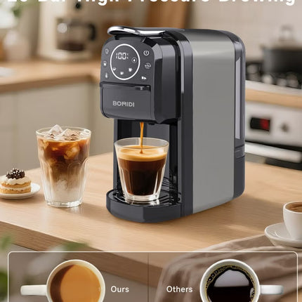 3-in-1 Capsule Coffee Machine – Compatible with Nespresso, Dolce Gusto, and Ground Coffee – 20 Bar High-Pressure Espresso Maker with Touch Control Panel, Self-Cleaning Function, LED Indicators, 700ML Removable Water Tank – CM01