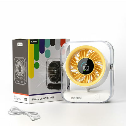 Portable 7-Blade Desktop Fan with LED Digital Display, 3000mAh Rechargeable Battery, Quiet Brushless Motor, Adjustable Angle, Type-C USB Charging – Mini Table Fan for Home, Office, Travel & Outdoor Use