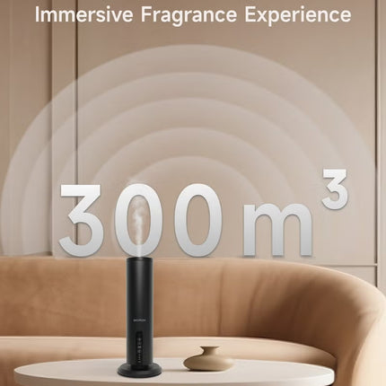 BOMIDI Waterless Aromatherapy Diffuser with 120ML Sandalwood Essential Oil – Smart Bluetooth & Touch Screen Scent Machine for Home, Office & Commercial Use (Venturi Tech, 100m² Coverage), BOMIDI AD02 Black