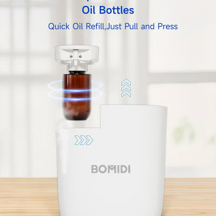 Waterless Aromatherapy Diffuser Nebulizer – 60 mL Essential Oil Diffuser for Home, Office, Spa, Yoga, Bedroom | USB & Bluetooth App Control | Venturi Air Pump, 3‑Speed Mist Modes, Ultra‑Quiet (< 41 dB), AD01-White