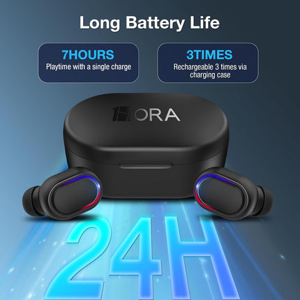 1Hora Wireless Headphones Bluetooth 5.3 Headphones In-Ear Headphones - Black - ORRO HOME