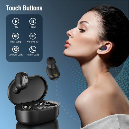 1Hora Wireless Headphones Bluetooth 5.3 Headphones In-Ear Headphones - Black - ORRO HOME