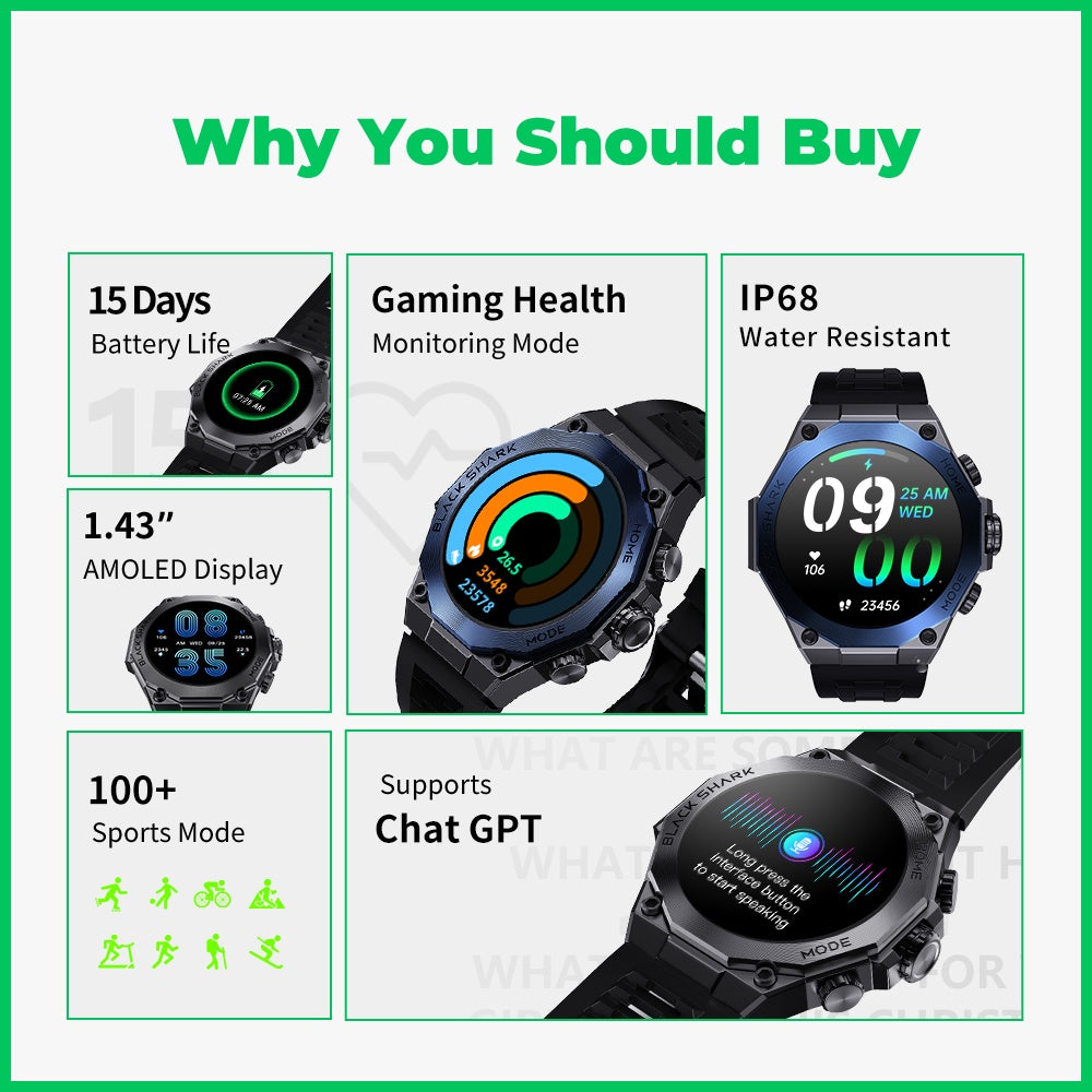 Black Shark S1 Pro Smart Watch - Black - ORRO HOME