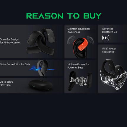 Black Shark T20 Open Ear Wireless Earphone - White - ORRO HOME