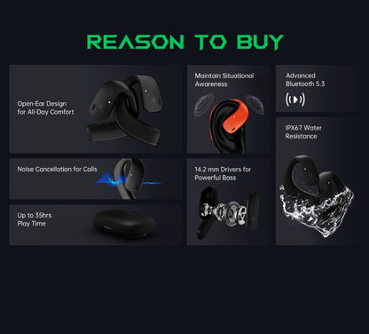 Black Shark T20 Open Ear Wireless Earphone - White - ORRO HOME
