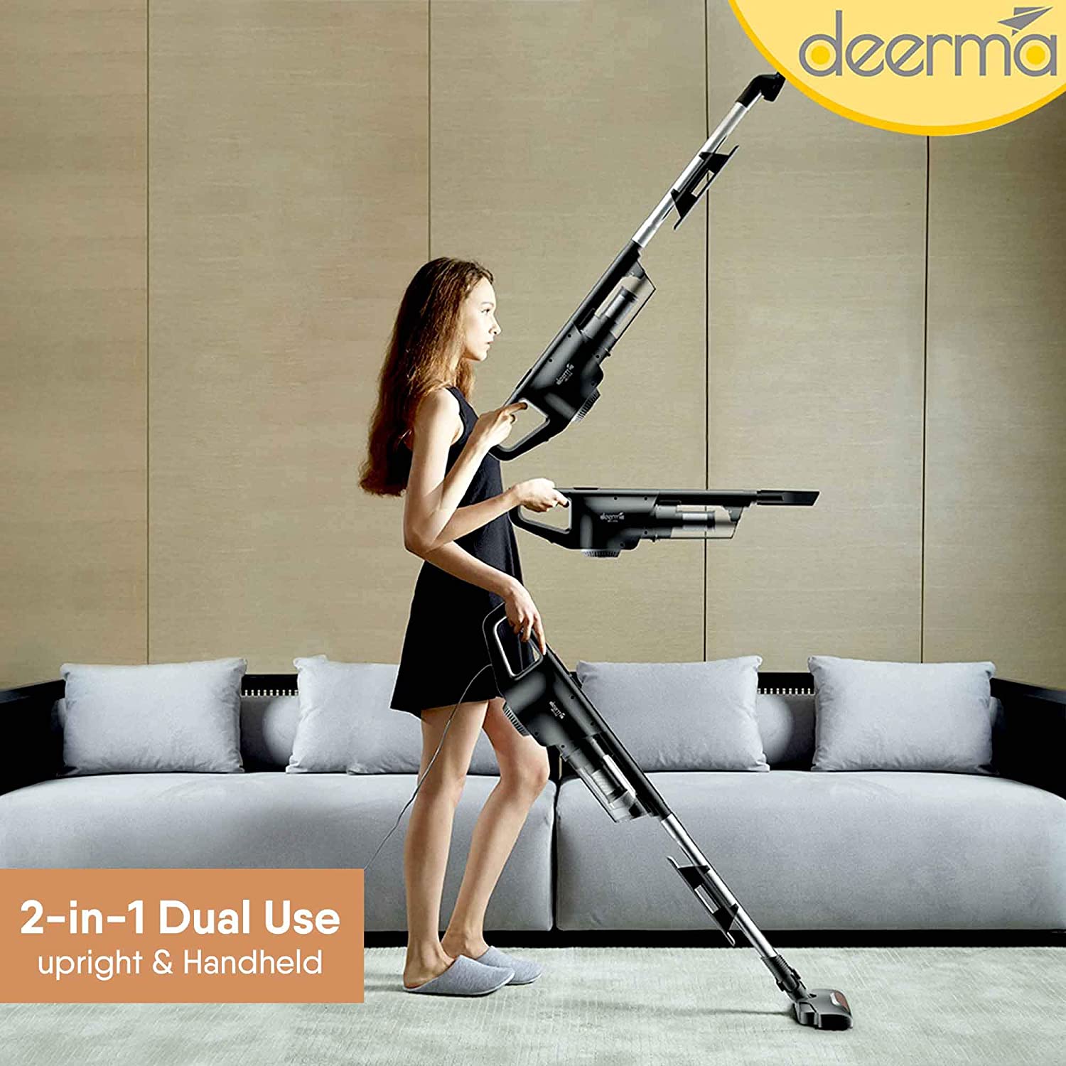 Deerma DX600 2-in-1 Handheld Vacuum Cleaner - Black - ORRO HOME