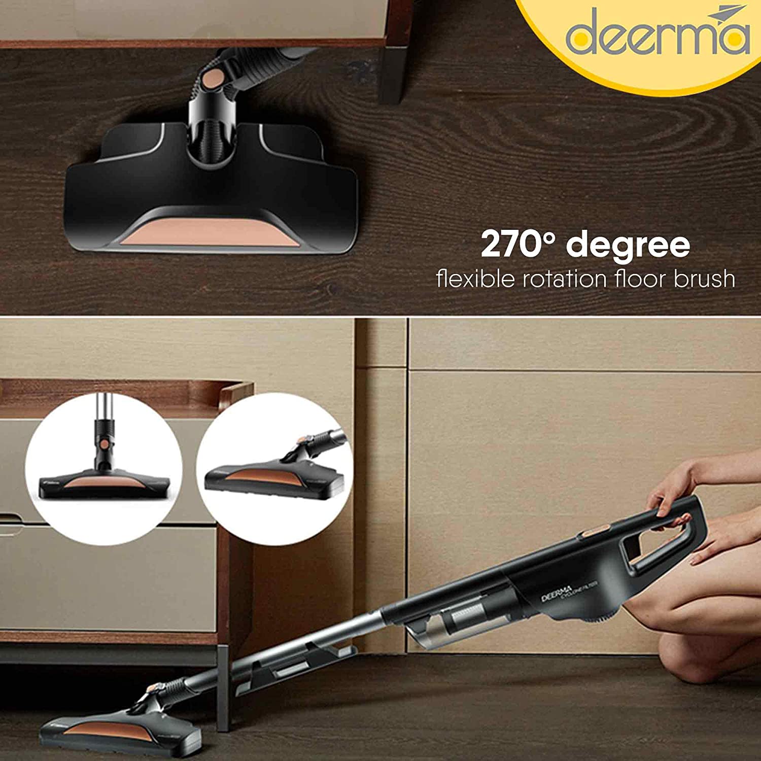 Deerma DX600 2-in-1 Handheld Vacuum Cleaner - Black - ORRO HOME