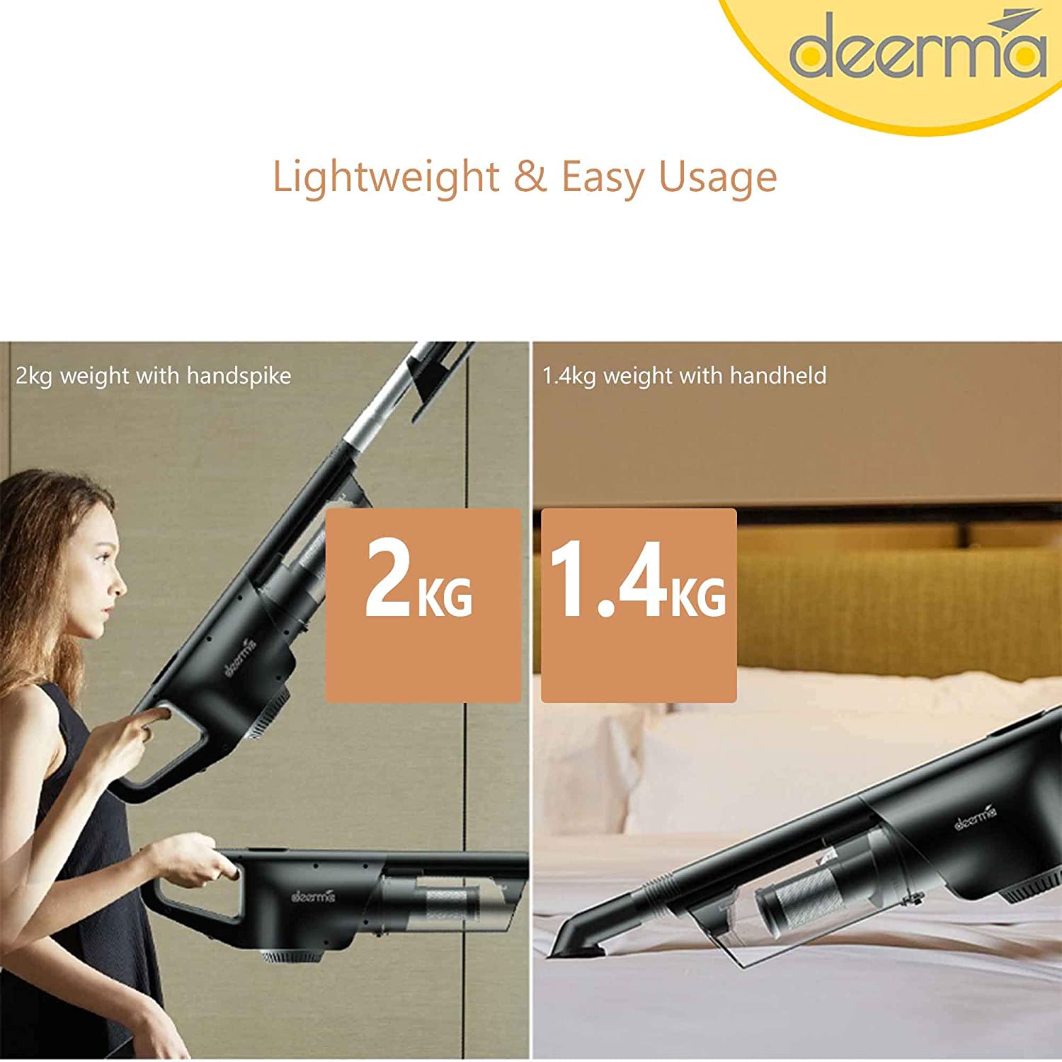 Deerma DX600 2-in-1 Handheld Vacuum Cleaner - Black - ORRO HOME