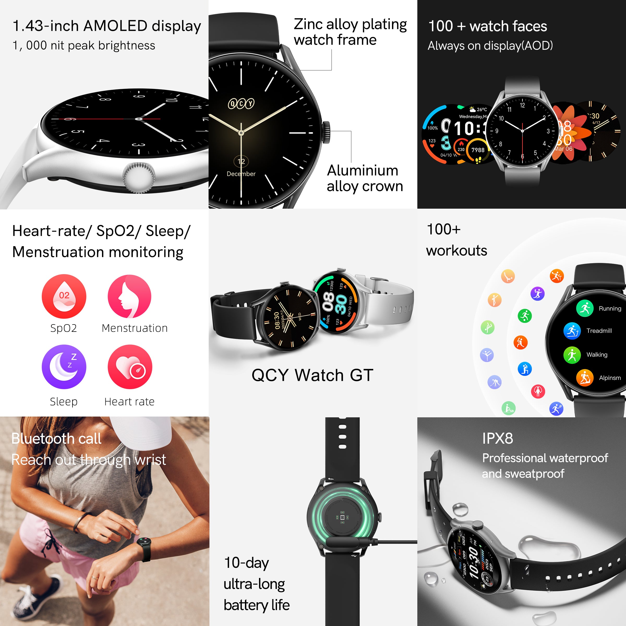 QCY GT Smart Watch - Silver - ORRO HOME