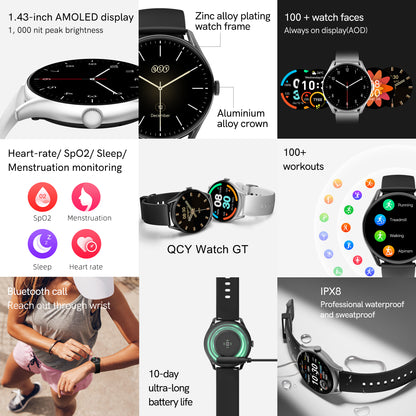 QCY GT Smart Watch - Silver - ORRO HOME