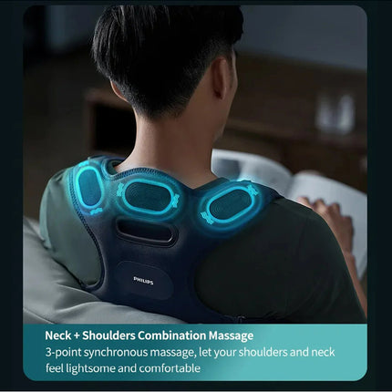 Philips Back Massager PPM4361 Portable Back Brace With VibWave Deep Shoulder Massage - Blue - ORRO HOME