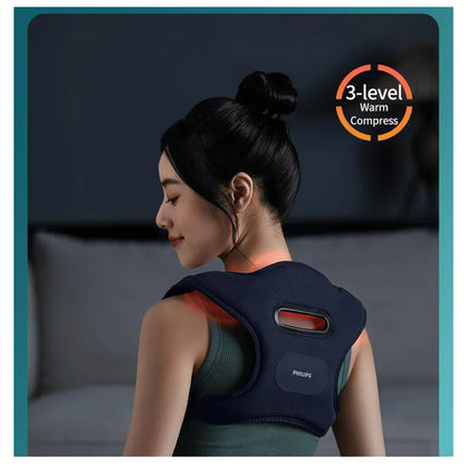 Philips Back Massager PPM4361 Portable Back Brace With VibWave Deep Shoulder Massage - Blue - ORRO HOME