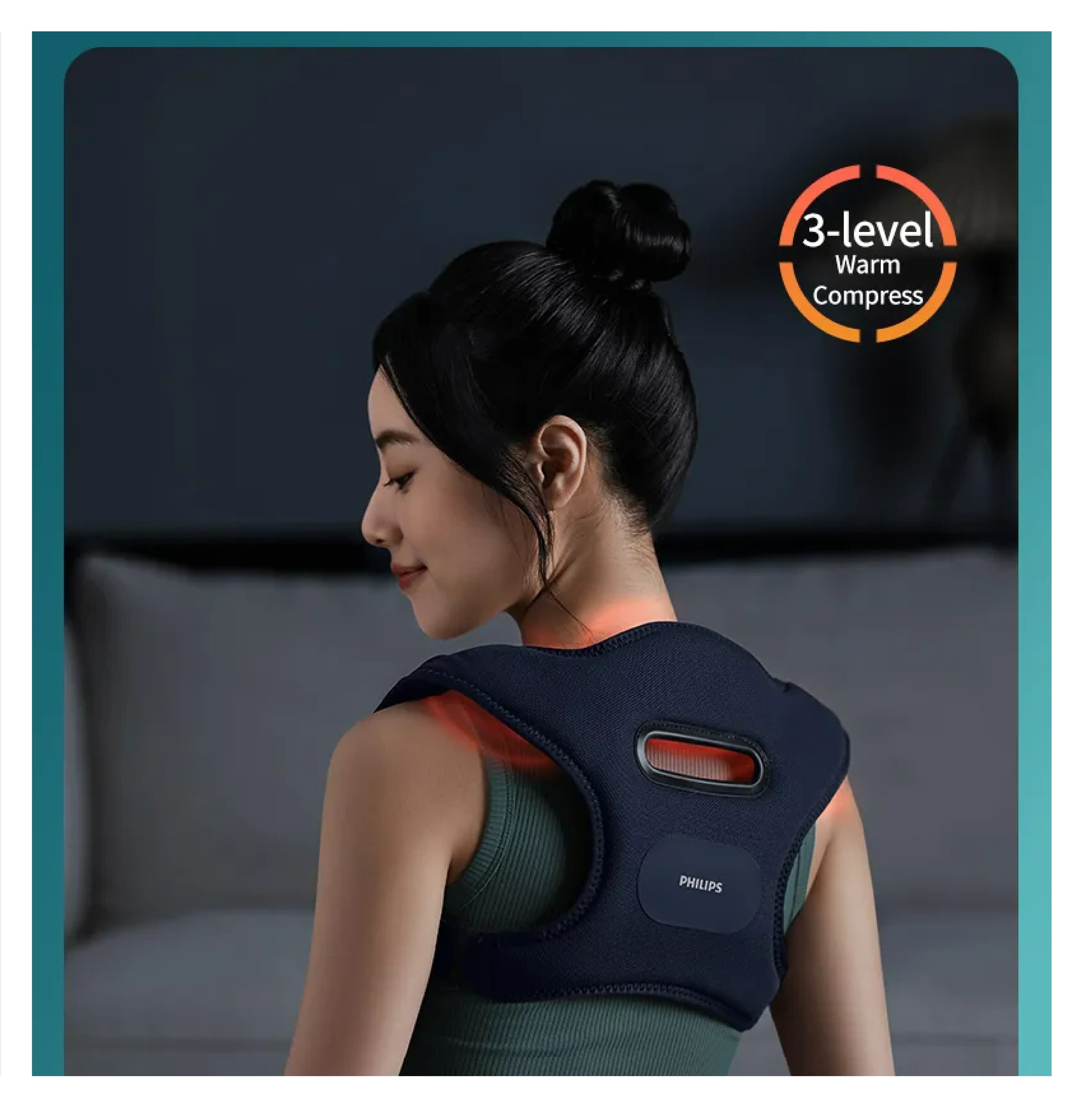Philips Back Massager PPM4361 Portable Back Brace With VibWave Deep Shoulder Massage - Blue - ORRO HOME